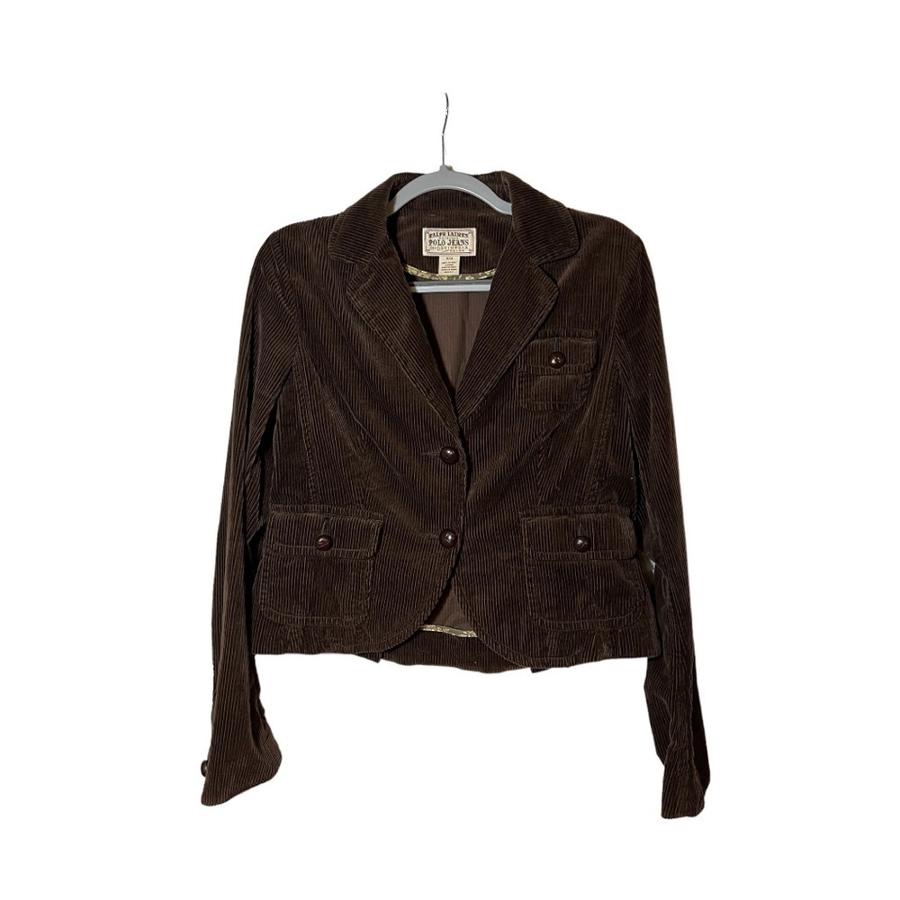 Ralph Lauren Polo Jeans Co. Brown Corduroy Cropped Blazer/Jacket Size Medium‌‌